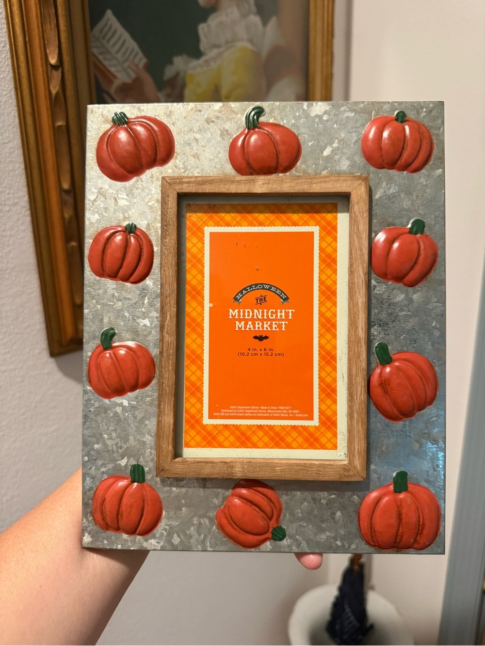 Decorative Pumpkin Metal Photo Frame - Orange